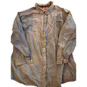 Jean long sleeve embroidered shirt 22